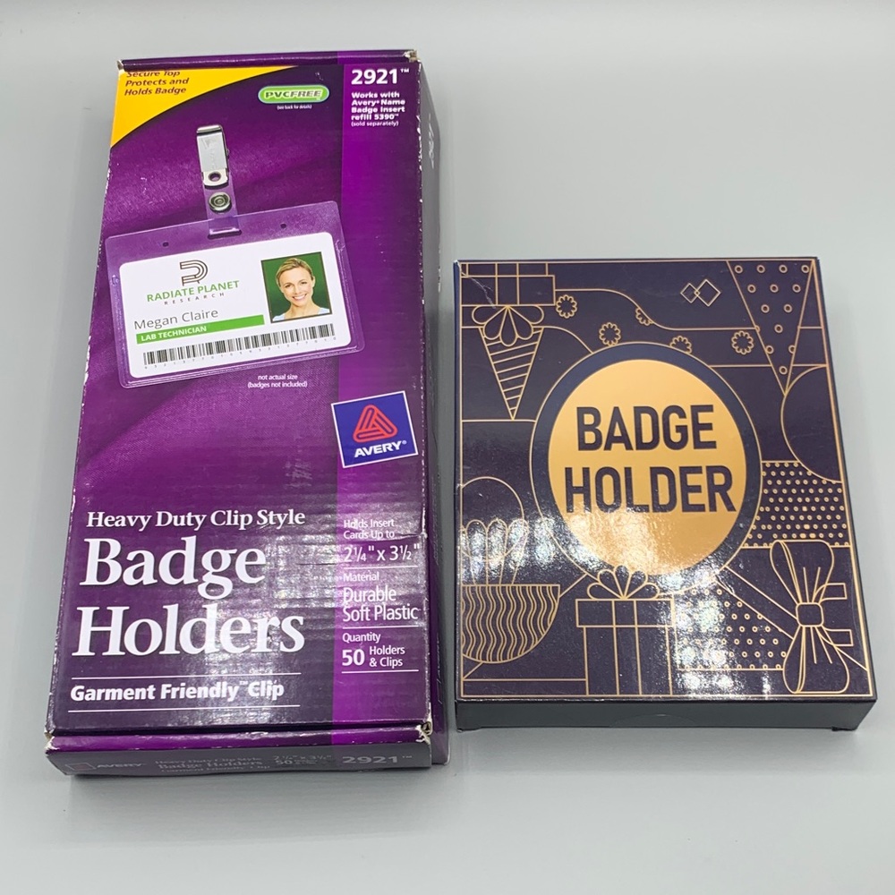 Box of 50 Avery Clip Badge Holders Lanyard Retractable ID Badge Holder NWT